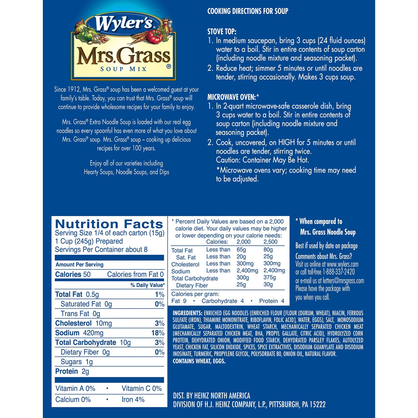 Wyler's Mrs. Grass Extra Noodles Soup Mix, 5.2 oz Box