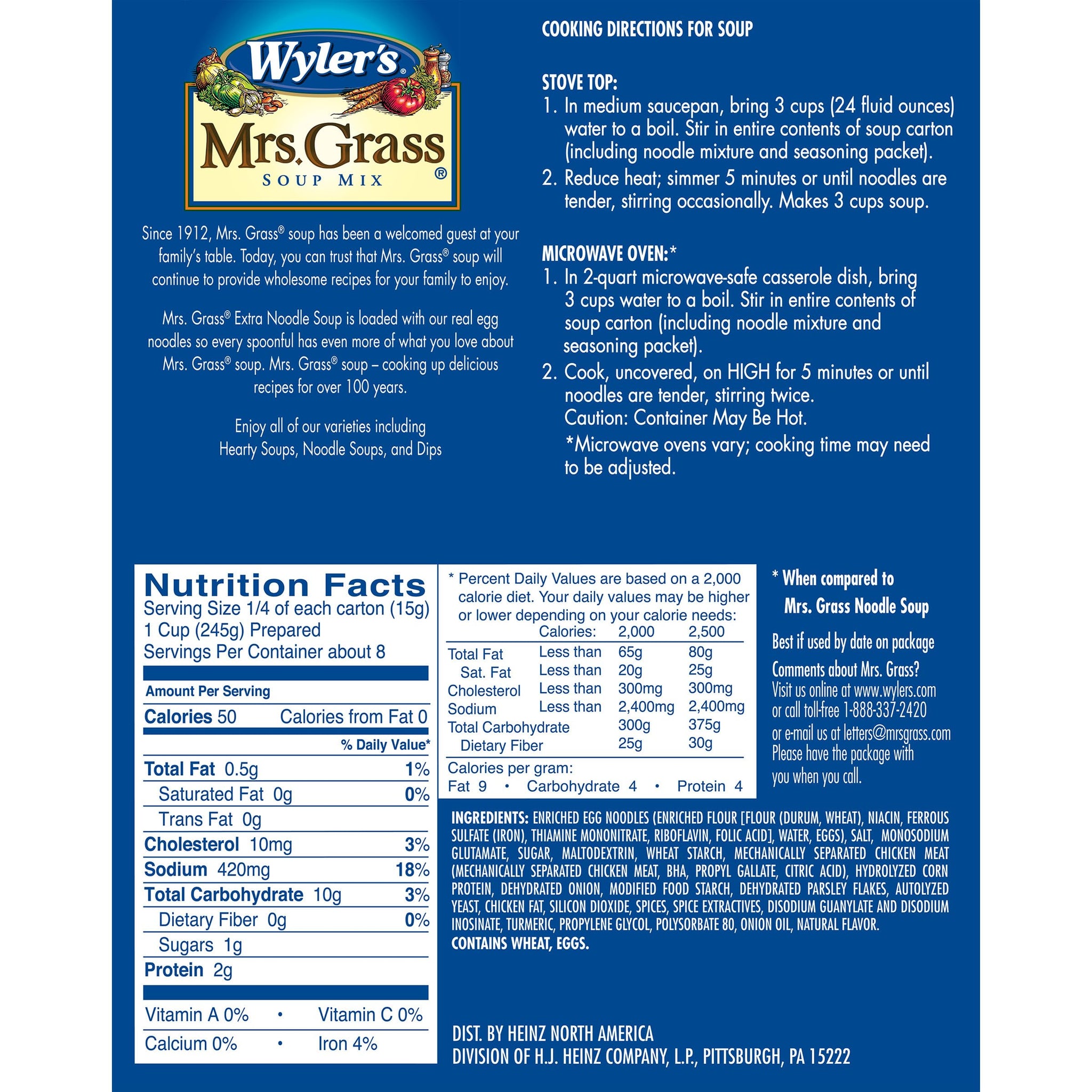 Wyler's Mrs. Grass Extra Noodles Soup Mix, 5.2 oz Box