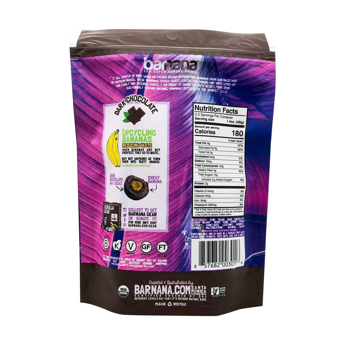 Barnana Dipped Banana Bites, Dark Chocolate, 3.5 Oz