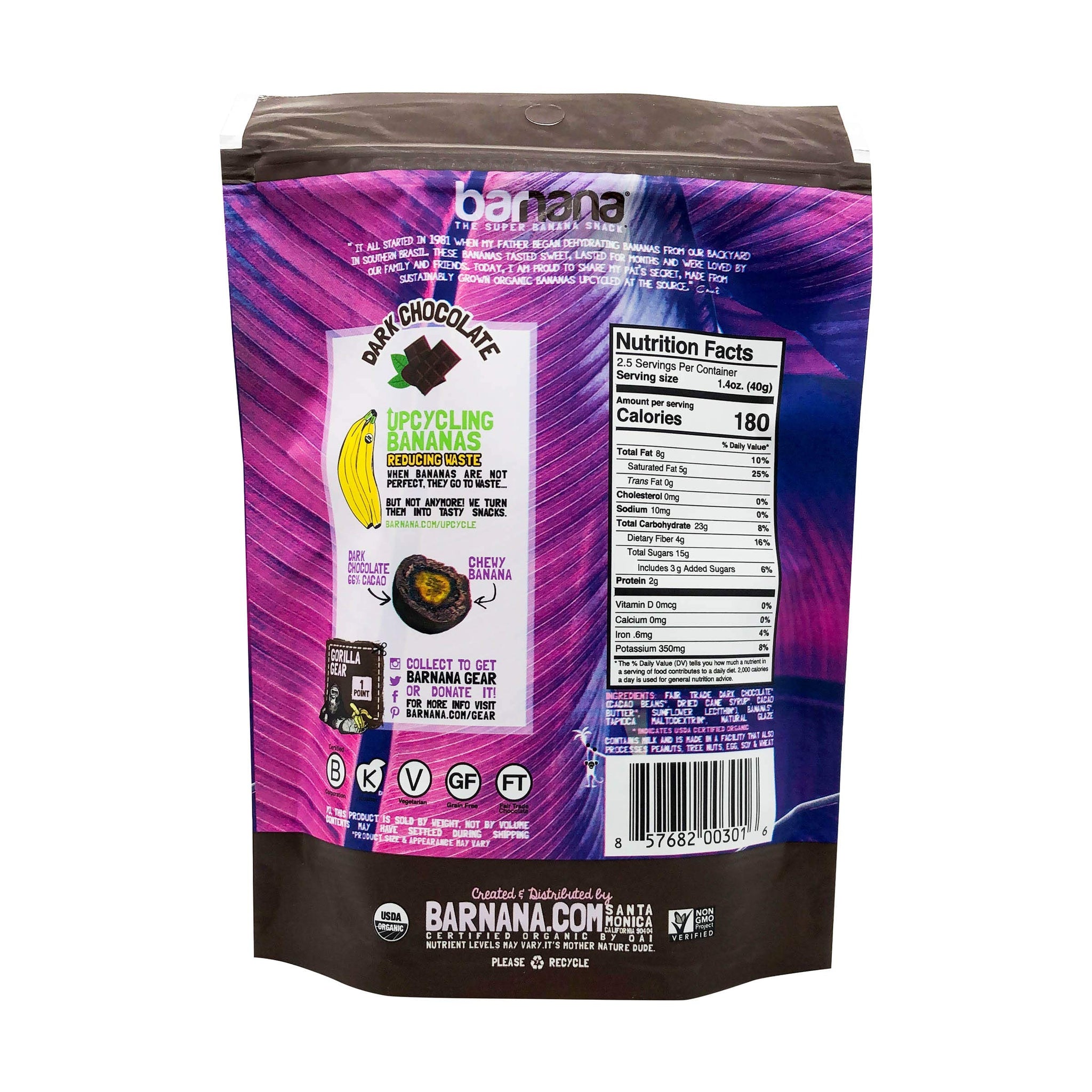 Barnana Dipped Banana Bites, Dark Chocolate, 3.5 Oz