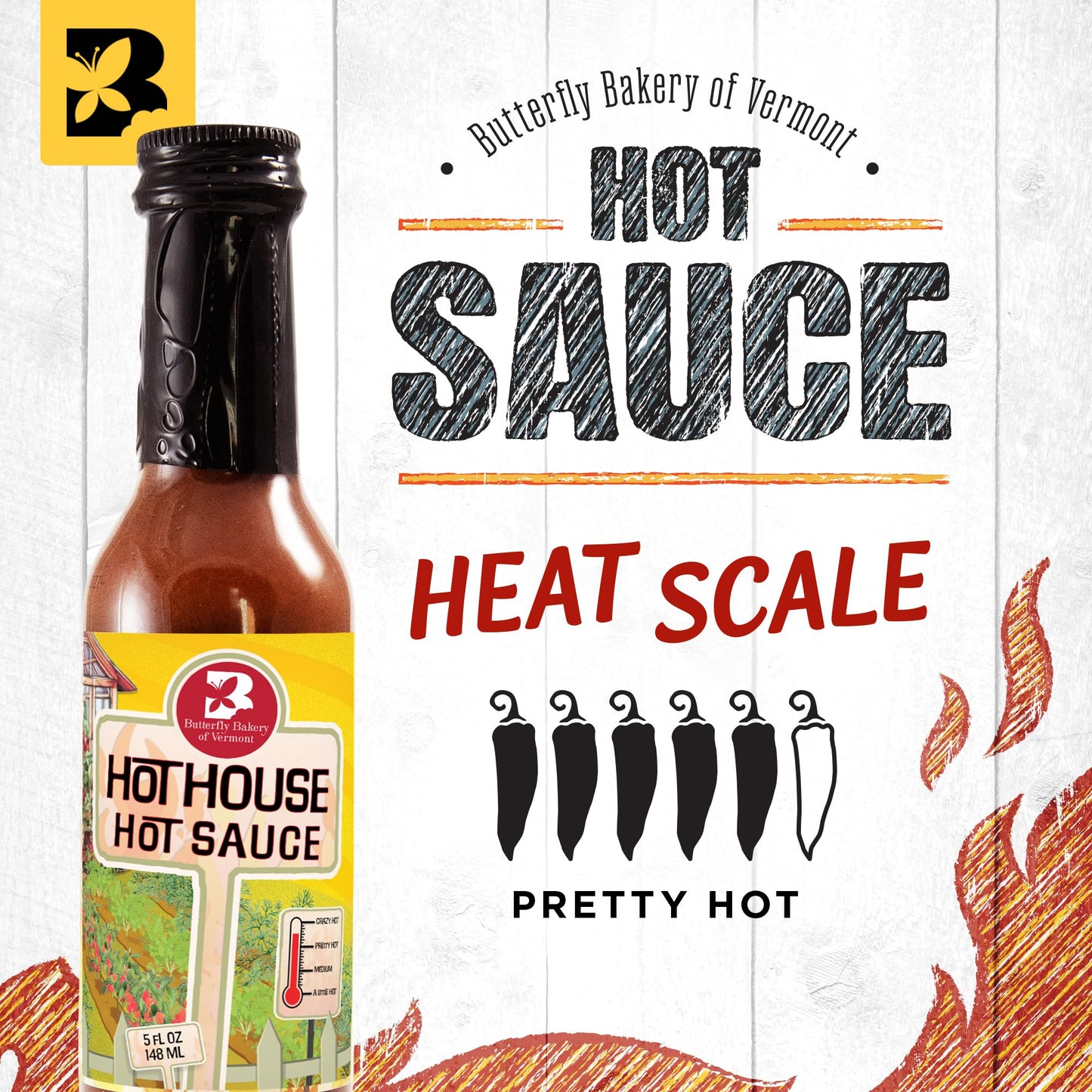 Butterfly Bakery of Vermont Hot House Hot Sauce, 5 fl oz