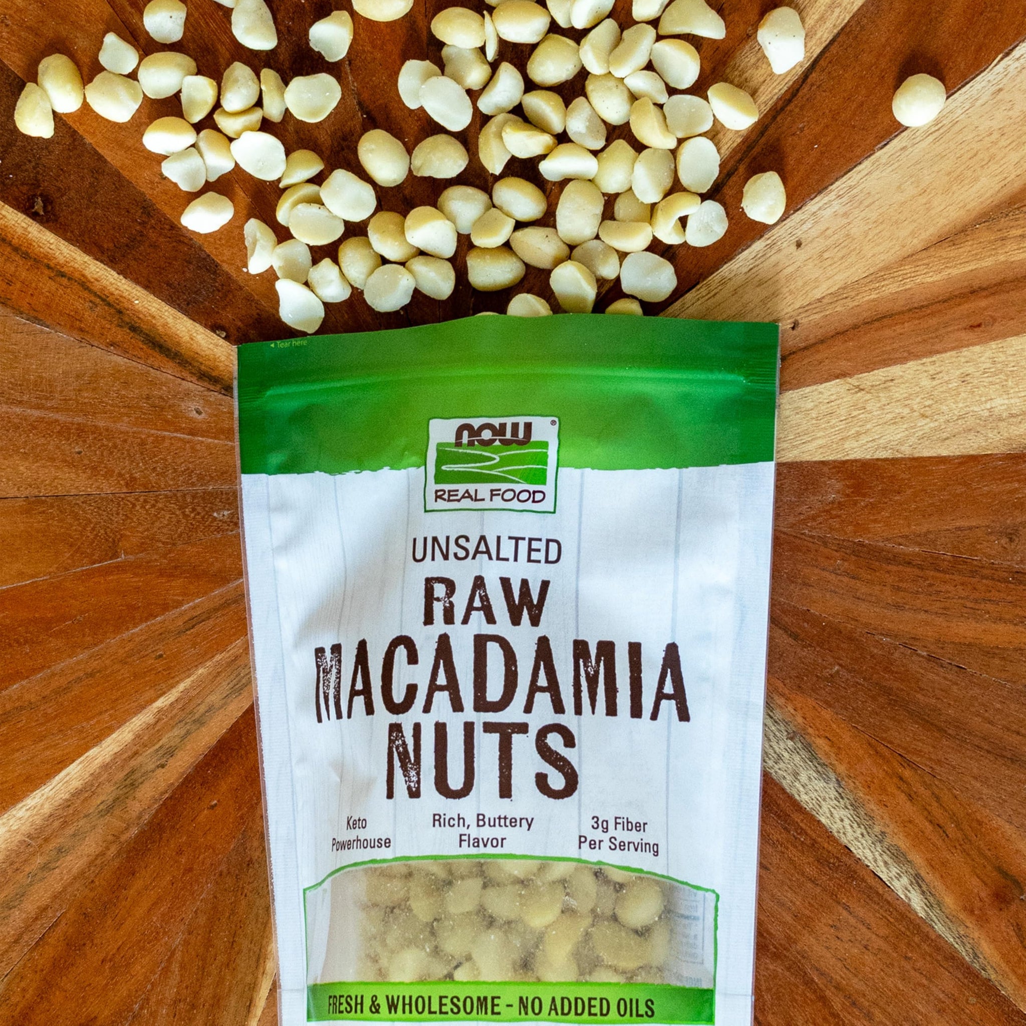 NOW Foods, Raw Macadamia Nuts, Unsalted, Good Source of Fiber, Non-GMO Project Verified, 8-Ounce (Packaging May Vary)