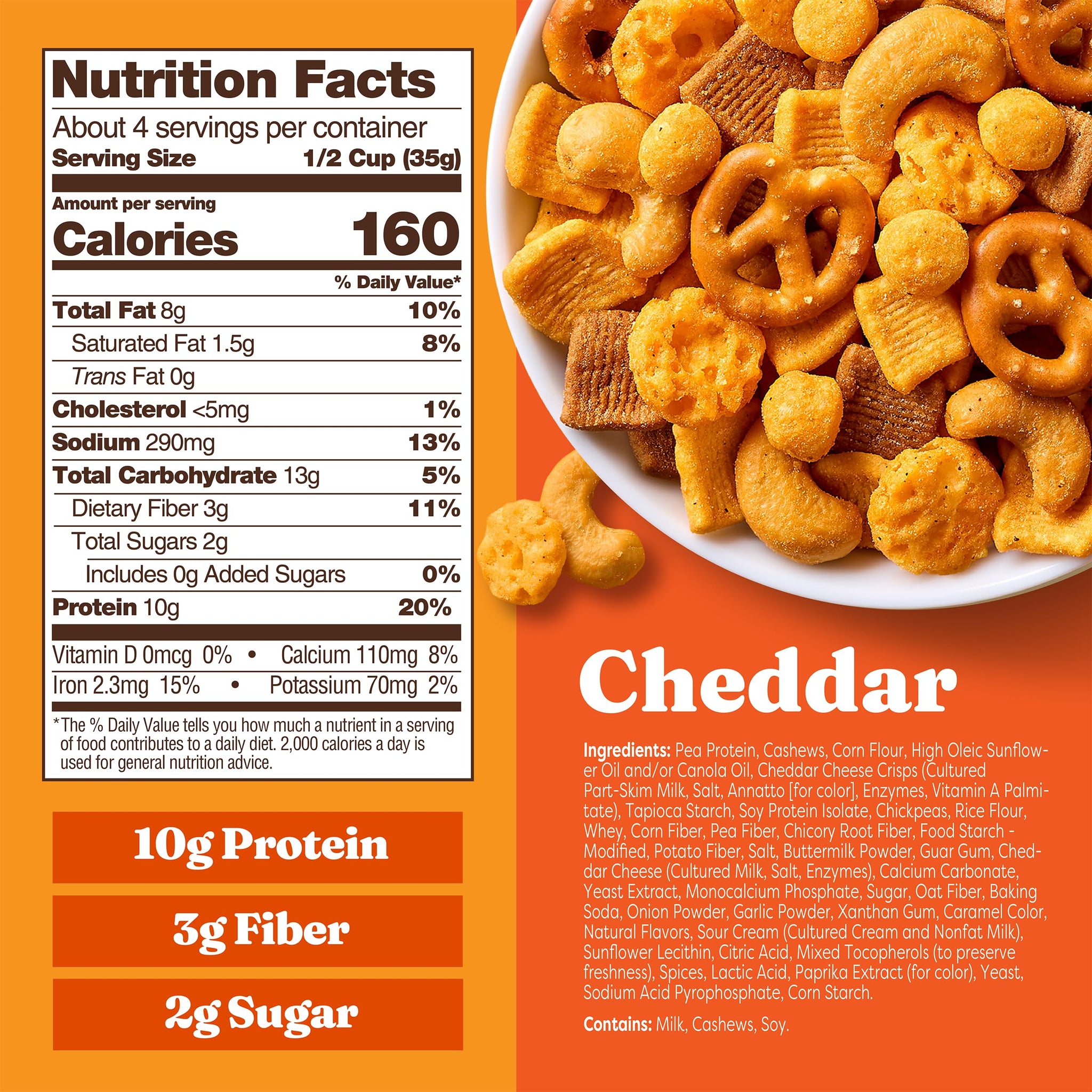 Catalina Crunch Protein Snack Mix with Cheese Crisps | 10g Protein, 2g Sugar per Serving | Good Source of Fiber, Gluten Free | Cheddar, 5.25 Ounce Bag