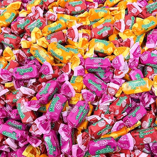Mamba Fruit Chews Candy, 2 Lbs Party Size Assorted Candy Variety Pack Fruit Snacks Bulk Individually Wrapped In Resealable Bag Approx. 130 pcs (32-Oz)