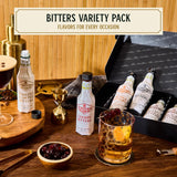 Fee Brothers Bitters Variety Gift Pack - Orange, Old Fashioned, Cherry, Chocolate, Black Walnut & Toasted Almond for Craft Cocktails & Home Bartending