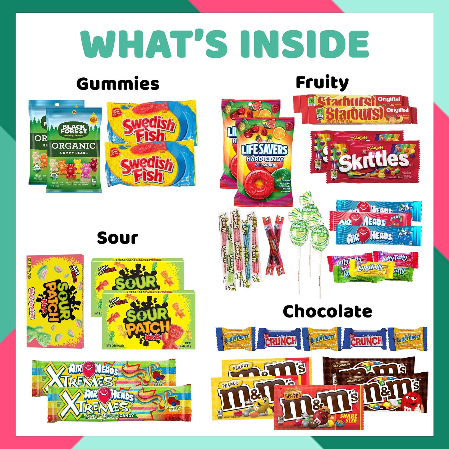 Birthday Candy Gift Basket (40 Full Size Snack Box Care Package) Sour Patch Kids, M&Ms, Skittles, Swedish Fish, & More - The Care Crate Co.