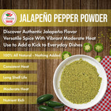 Jalapeno Powder Seasoning 4oz - Natural and Premium. Great For Chili, Salsa, Spice Blends, Stews, Tacos, Corn Bread. Medium to High Heat - fruity