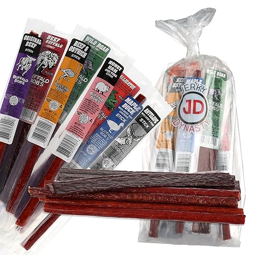 Jerky Dynasty The Ultimate 27-Piece Exotic Jerky Gift Set - Buffalo Bob's Wild Game Jerky Variety Pack - Exclusive Flavors & Protein Snack