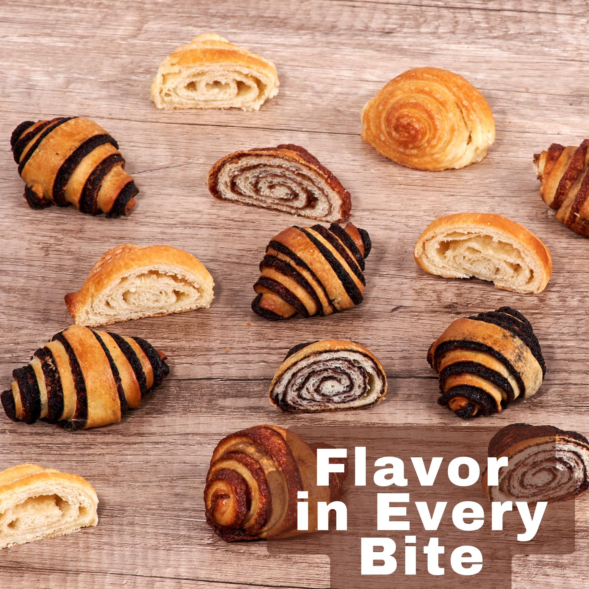 Bakery Fresh Croissants | Traditional Rugelach Pastries in Chocolate Cinnamon Roll & Vanilla Flavor | Approx 18 Rugelach Included | Sympathy Gift