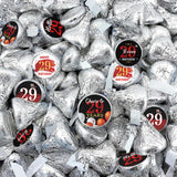 Happy 29th Birthday Party Favor Labels Chocolate Kisses Candy Stickers - Twenty Nine Years Old Birthday Round Candy Sticker Party Favors - Black
