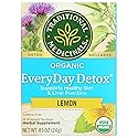 Traditional Medicinals Organic EveryDay Detox Lemon Herbal Tea, Supports Healthy Skin & Liver Function, (Pack of 1) - 16 Tea Bags