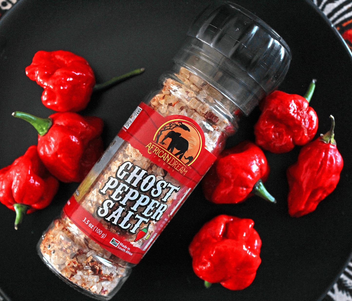 Ghost Pepper Salt Seasoning by African Dream Foods | Spicy Chili Salt with only Natural Hot Ghost Peppers & Sea Salt | Ideal for Meat, Chicken