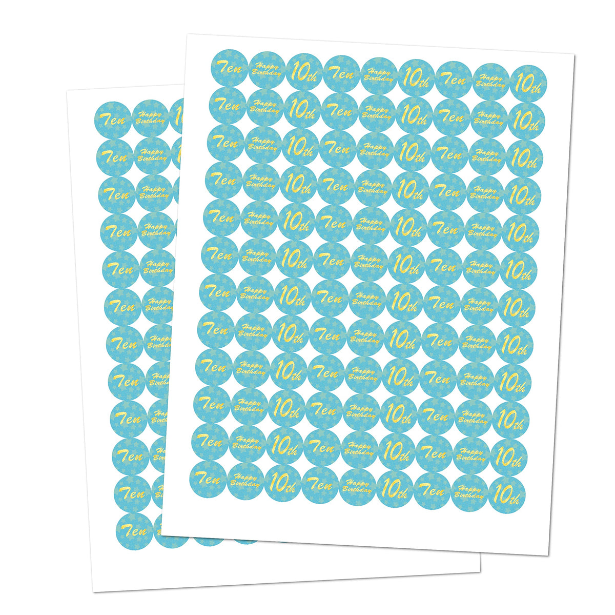 10th Birthday Kisses Stickers, Ten Blue Kiss Labels for Boy Happy Birthday Party, Chocolate Drop Tabletop Decorations, Candy Not Included. Made in USA