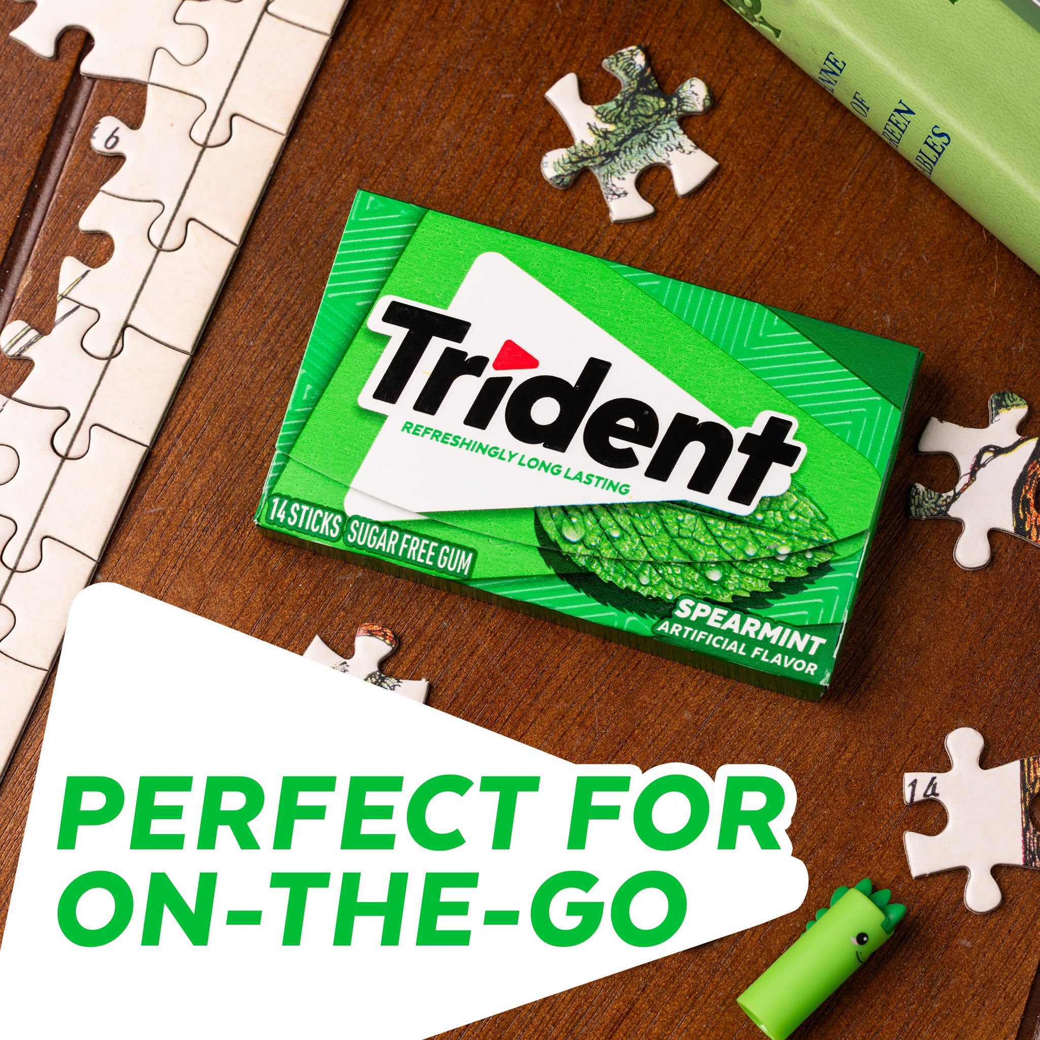 Trident Spearmint Sugar-Free Chewing Gum, 12 Packs of 14 Pieces (168 Total Pieces)