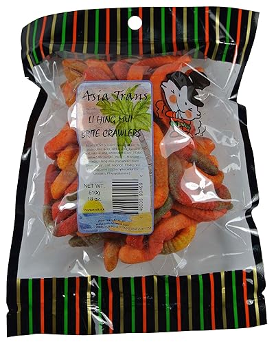 Asia Trans Gummy Worms with Li Hing Mui Plum Powder | Hawaiian Favorite | Sweet & Sour Soft Gummy Candy