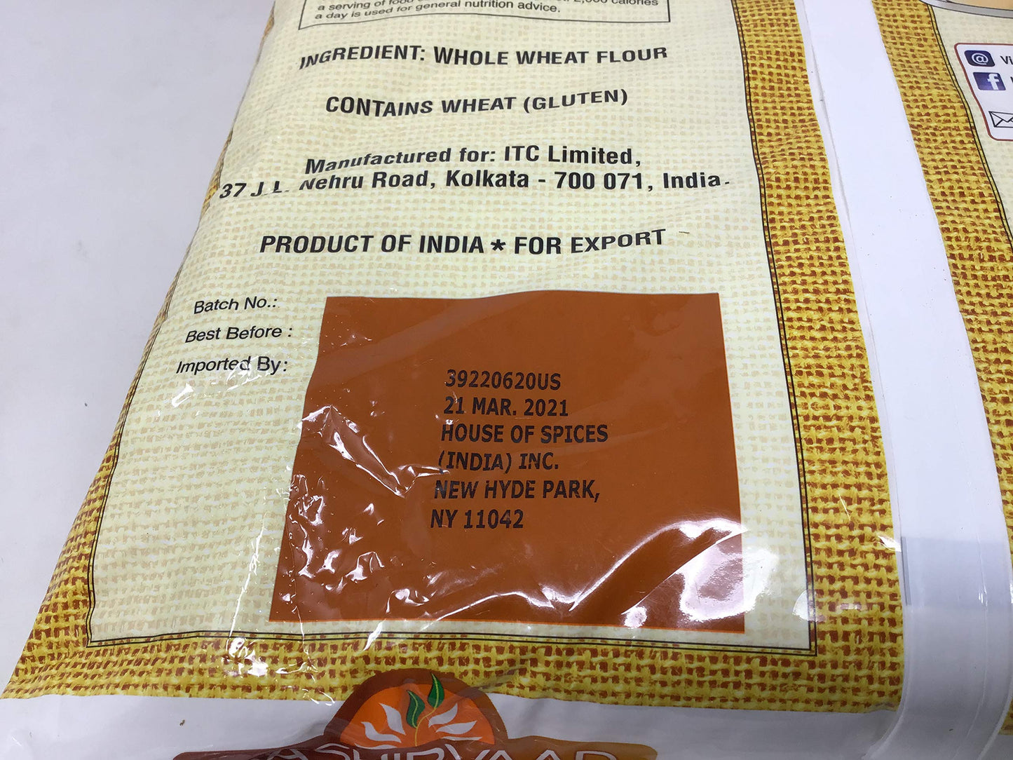 AASHIRVAAD WHOLE WHEAT FLOUR 10LB