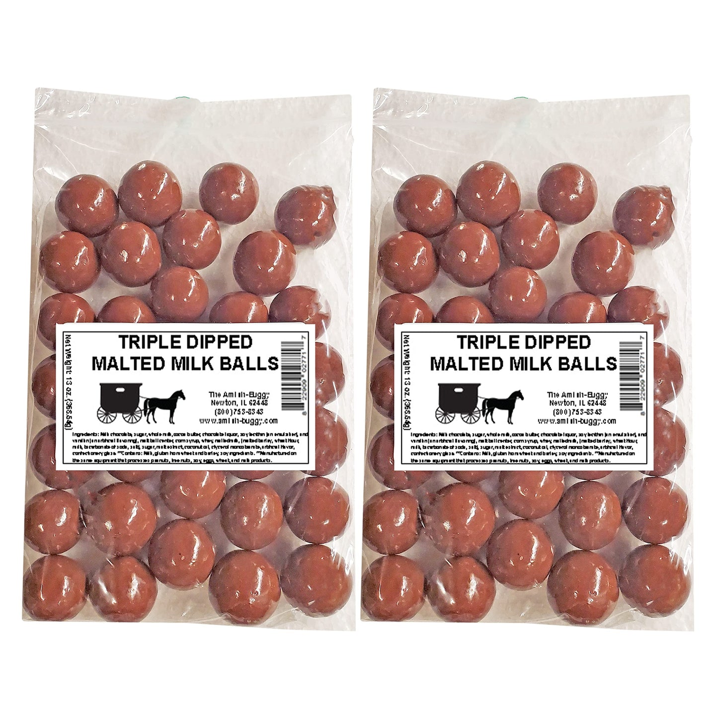 Arndts Fudgery Premium Chocolate Covered Candy (Milk Chocolate Triple Dipped Malt Balls (2-13 oz, Bags))