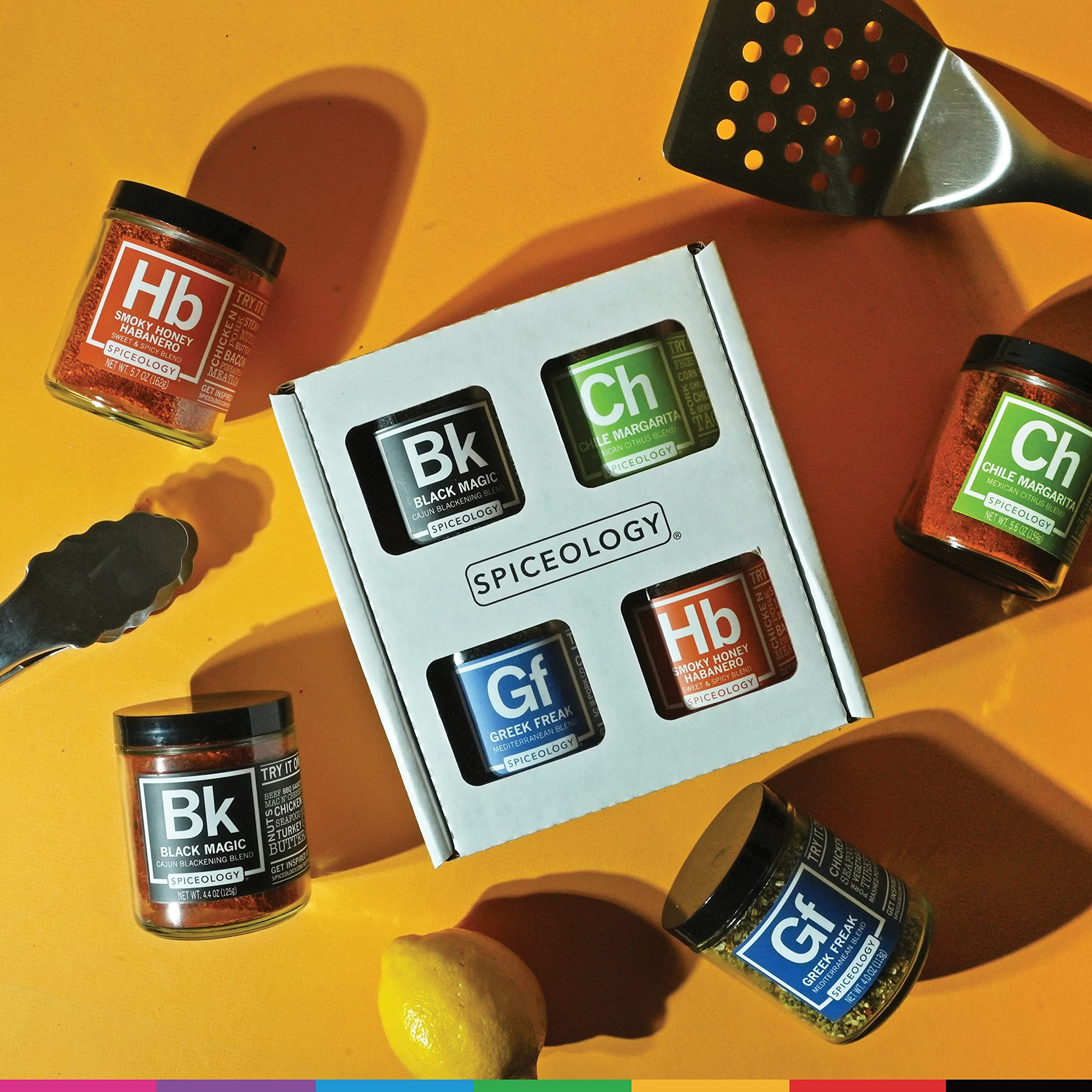 Spiceology - 4-Pack Signature Series - Smoky Honey Habanero, Chile Margarita, Greek Freak, and Black Magic - Grilling Spices - BBQ Rubs Gift Sets