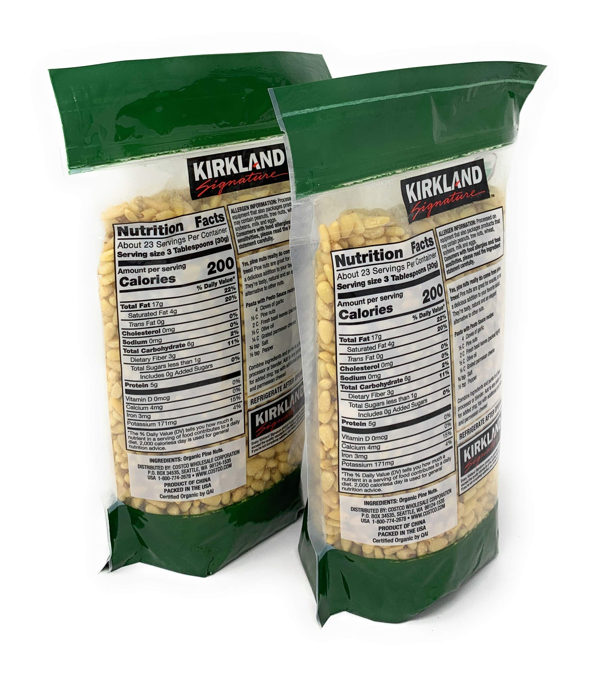 Kirkland Pine Nuts 1.5 lb in 2 Bags, 3LB total