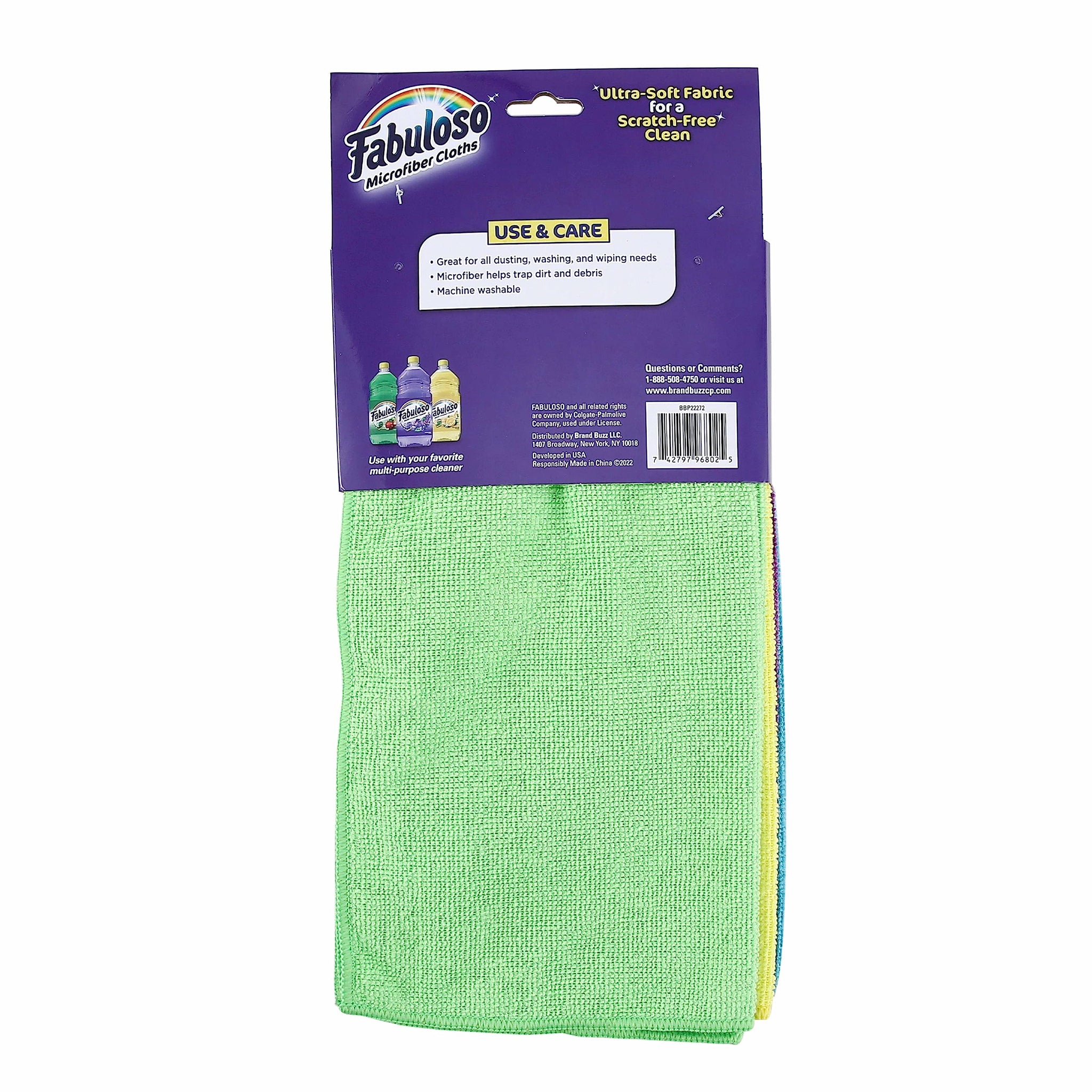 Fabuloso Microfiber Cleaning Cloths for Home & Car, Lint-Free Scratch-Free Rags for Glass, Kitchen & Wood, Reusable Machine Washable, Absorbent