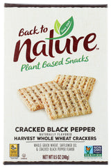 Back to Nature Cracked Black Pepper Whole Wheat Crackers - Dairy Free, Non-GMO, Made with Whole Grain Wheat & Sea Salt, Delicious & Quality Snacks
