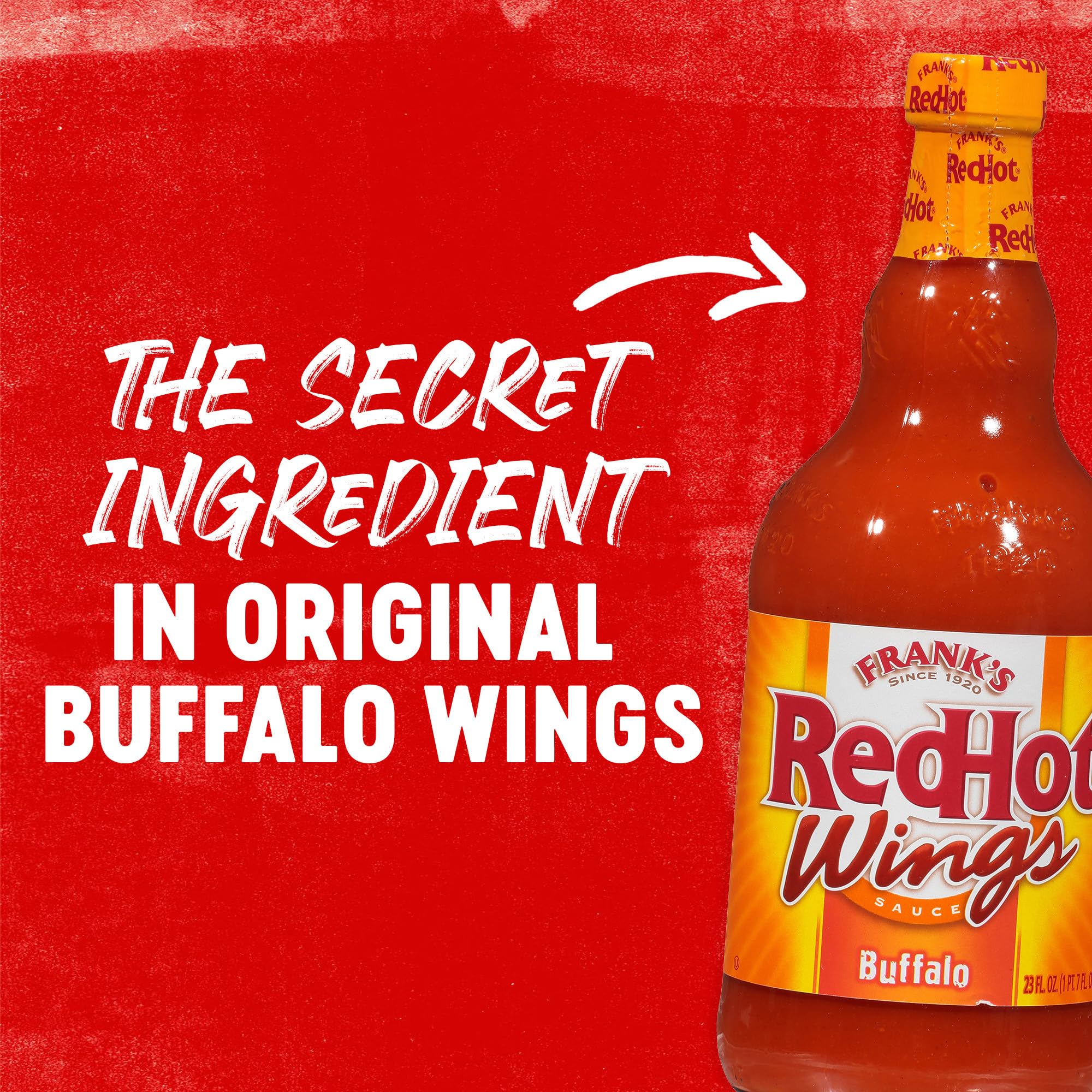 Frank's RedHot Wings Sauce, Buffalo, Ready-To-Use, Shake or Pour Over Wings, Sandwiches, Pizza, and More for Buffalo-Style Flavor, 23 fl oz