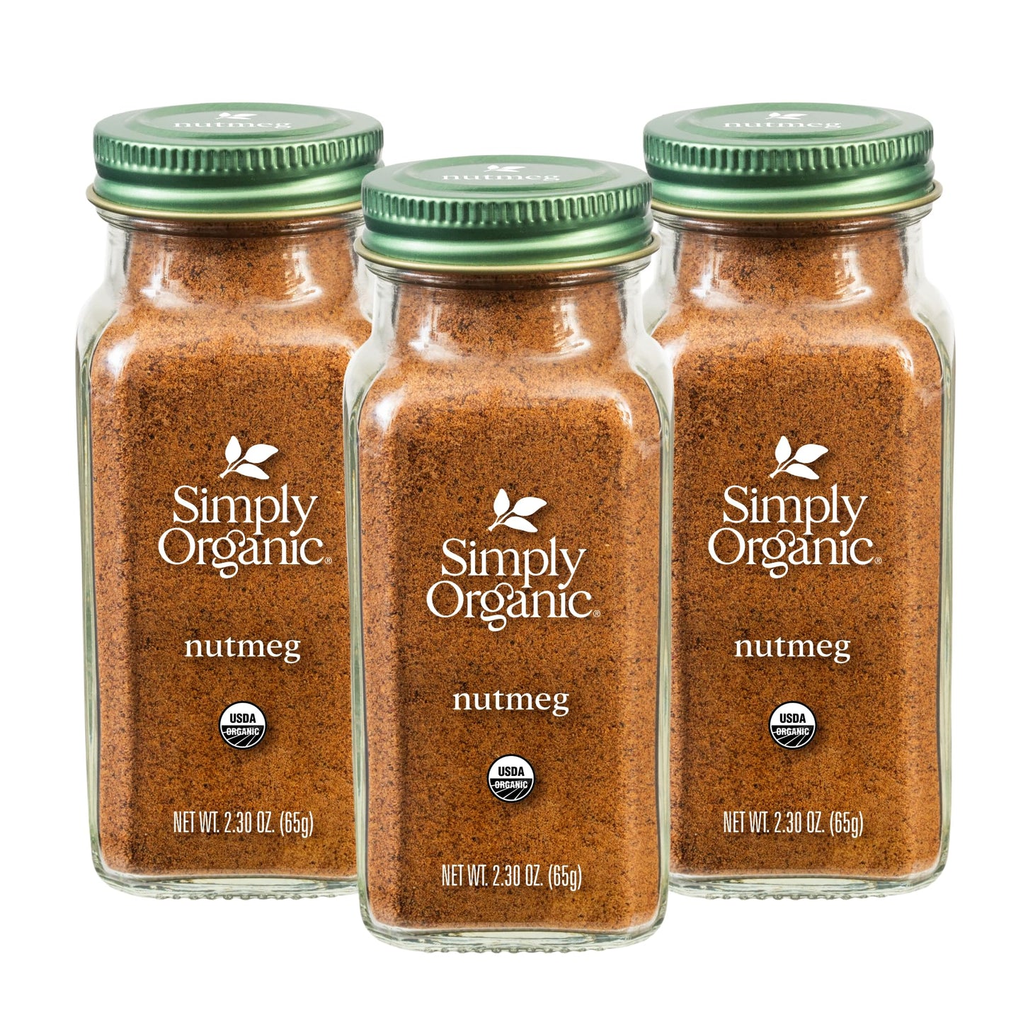 Simply Organic Pure Ground Nutmeg, 2.3 Ounce Jar, Aromatic, Subtly Spicy-Sweet Flavor, Kosher, No GMO, No ETO (Pack of 3)