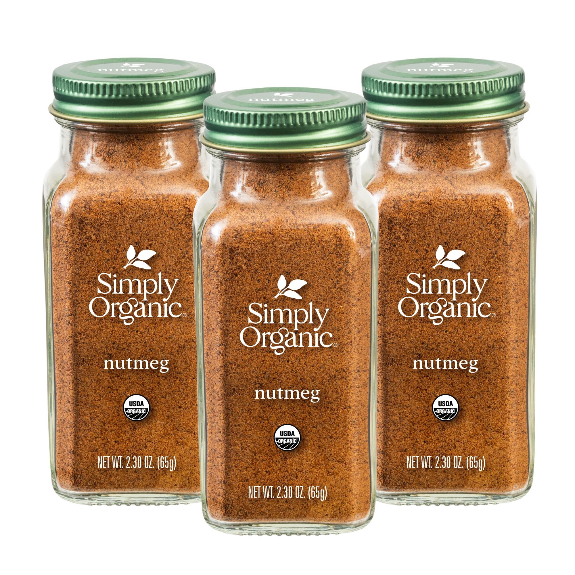 Simply Organic Pure Ground Nutmeg, 2.3 Ounce Jar, Aromatic, Subtly Spicy-Sweet Flavor, Kosher, No GMO, No ETO (Pack of 3)