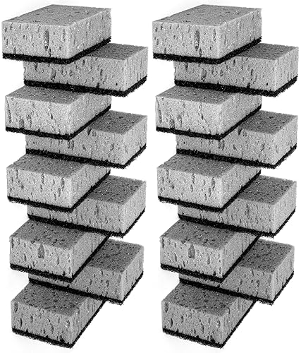 Okleen Multi Use Scrub Sponges. Made in Europe (Grey, 18 Pack)