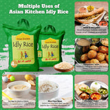 Asian Kitchen Idly (Idli) Rice 4-Pound Bag, 4lbs (1.81kg) Short Grain Rice ~ All Natural | Vegan | Indian Origin | Export Quality
