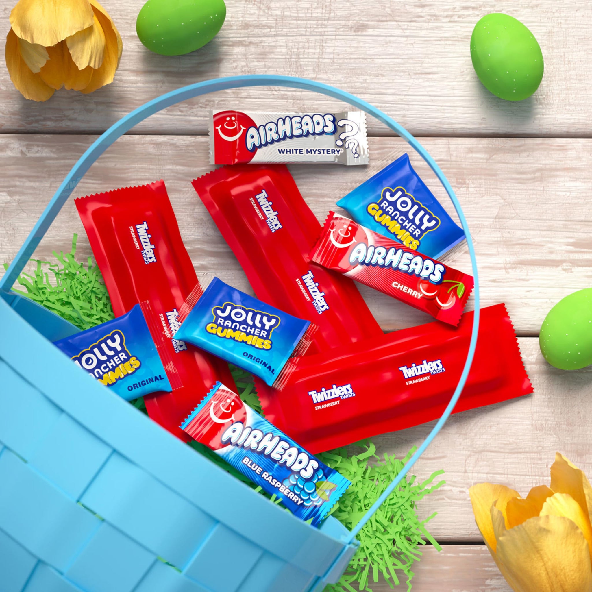 AIRHEADS, JOLLY RANCHER and TWIZZLERS Assorted Fruit Flavored, Easter Candy Bag, 26.16 oz (85 Pieces)