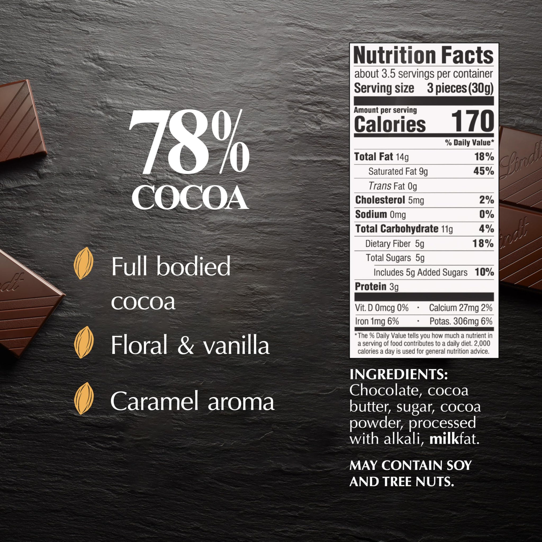 Lindt EXCELLENCE 78% Cocoa Dark Chocolate Bar, Dark Chocolate Candy, 3.5 oz. (1 Pack)