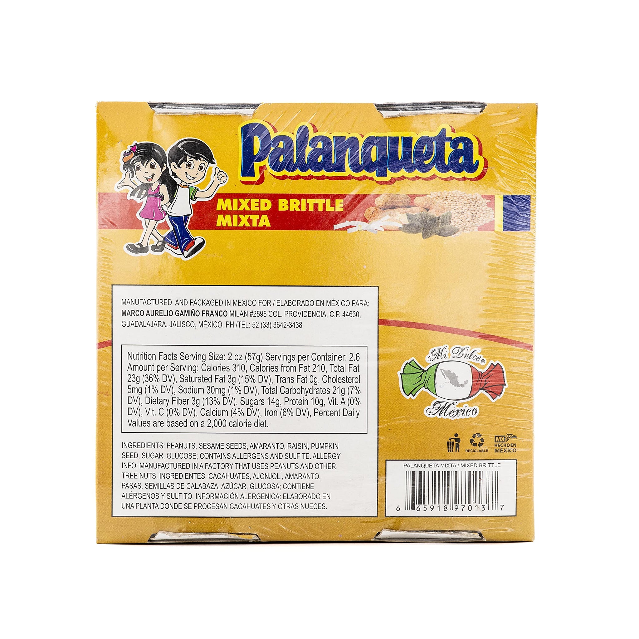 MDM Palanqueta MIXED PEANUT BRITTLE MIXTA 12CT 4.6OZ BARS (130G)