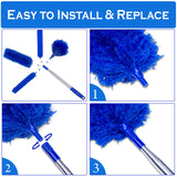 Microfiber Duster with Extension Pole - 4 Piece Dusters Set - Extends 15 to 80 Inches - Ceiling Fan Cleaner - Perfect for Cobwebs, Spider Webs