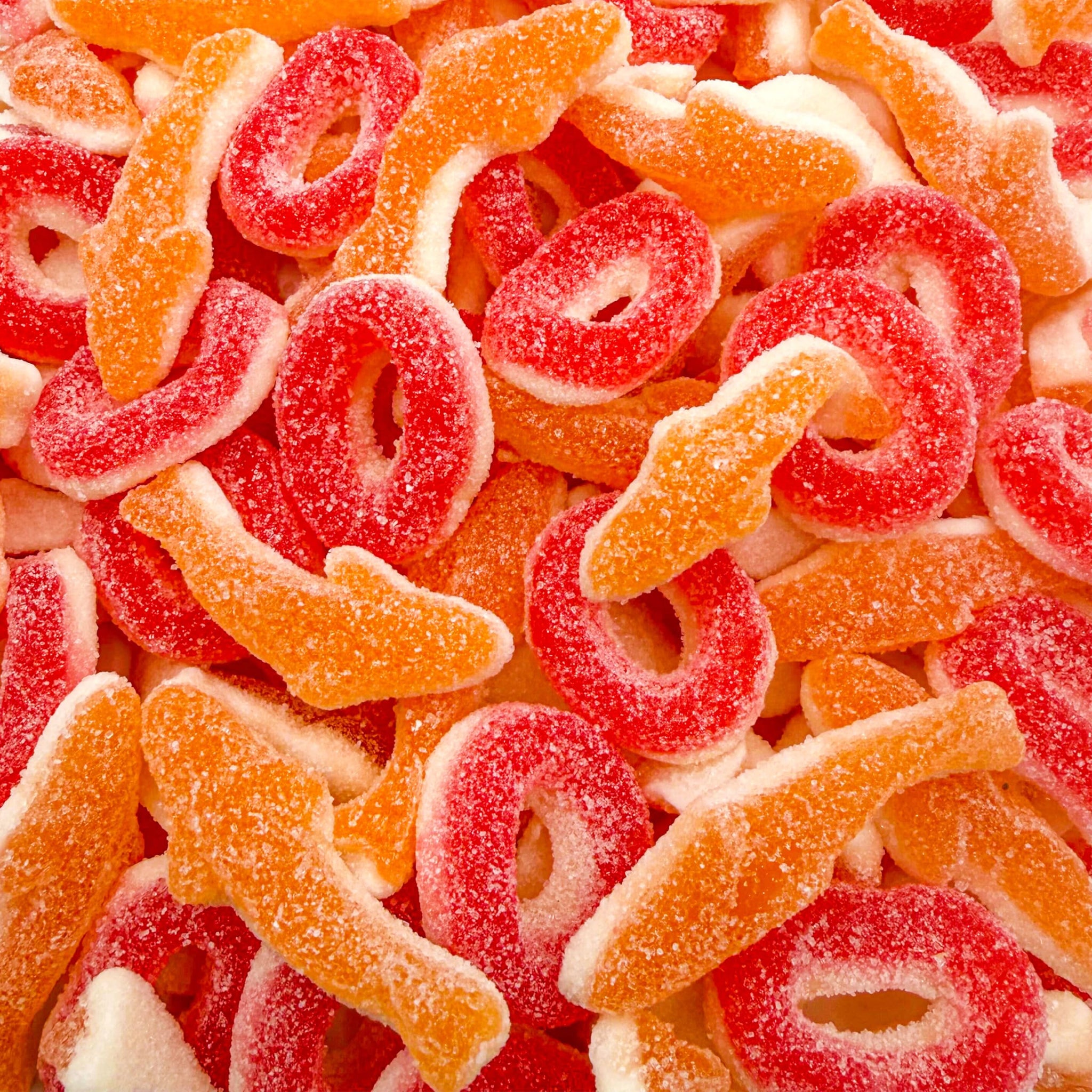 Peach Rings, Gummy Sharks | 2-Pound Bag | Gummy Candy Mix | Sweet & Sour Peach Candy for Goodie Bags & Themed Party Favors | Fun Twist on Classic