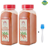 Ground Cayenne Red Pepper Powder Chef's Quality 1 LB (16Oz) - 2 Pack with Stubby Pubby Basting Brush