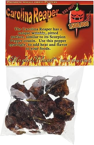 Dried Carolina Reaper Pepper Whole Pods by Magic Plant (1/4 oz.)