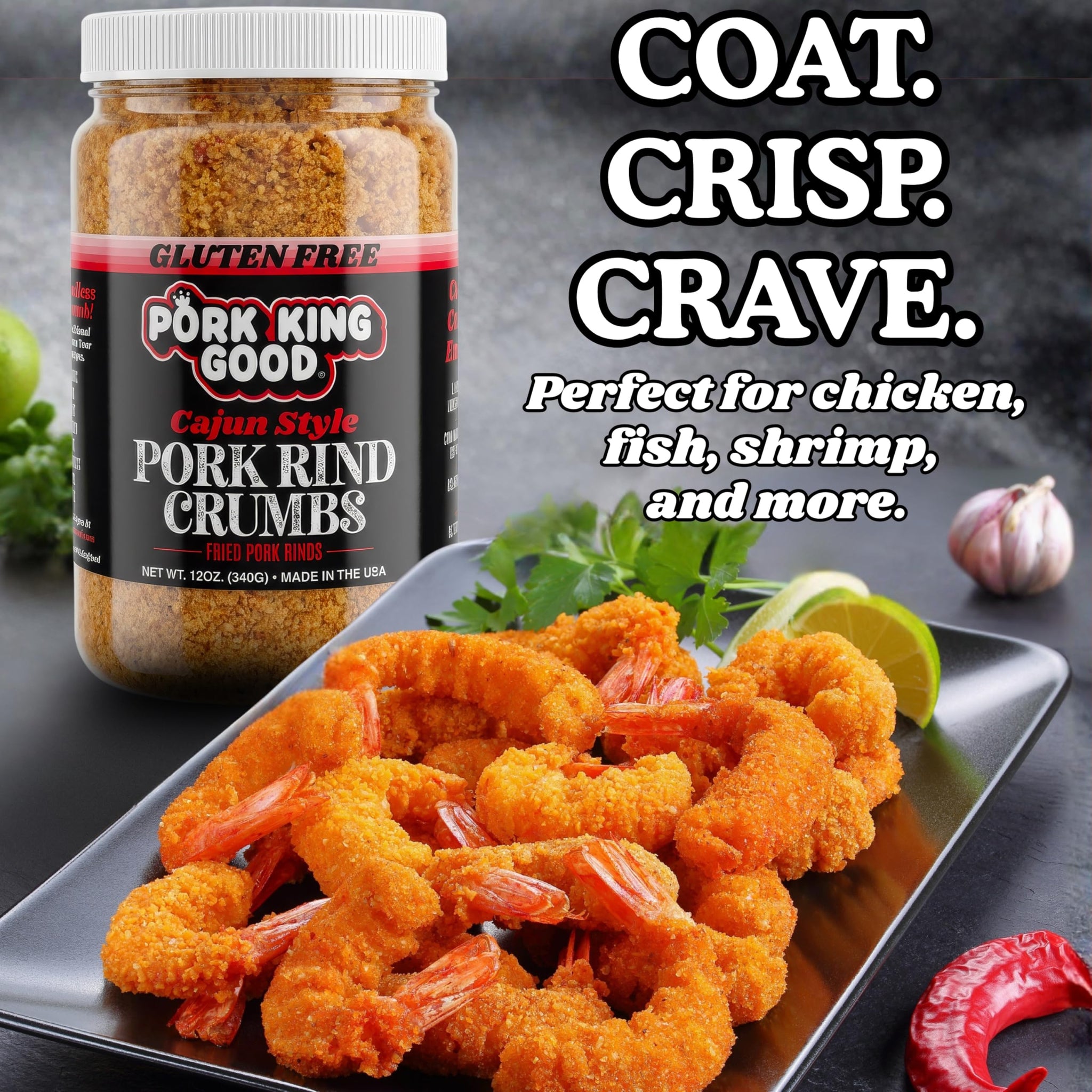 Pork King Good Spicy Cajun Low Carb Keto Diet Pork Rind Breadcrumbs!Perfect For Ketogenic, Paleo, Gluten-Free, Sugar Free and Bariatric Diets