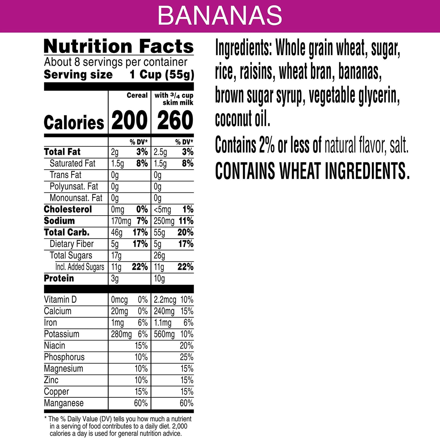 Kellogg's Raisin Bran Breakfast Cereal, Fiber Cereal, Made with Real Fruit, Original with Bananas, 15.9oz Box (1 Box)
