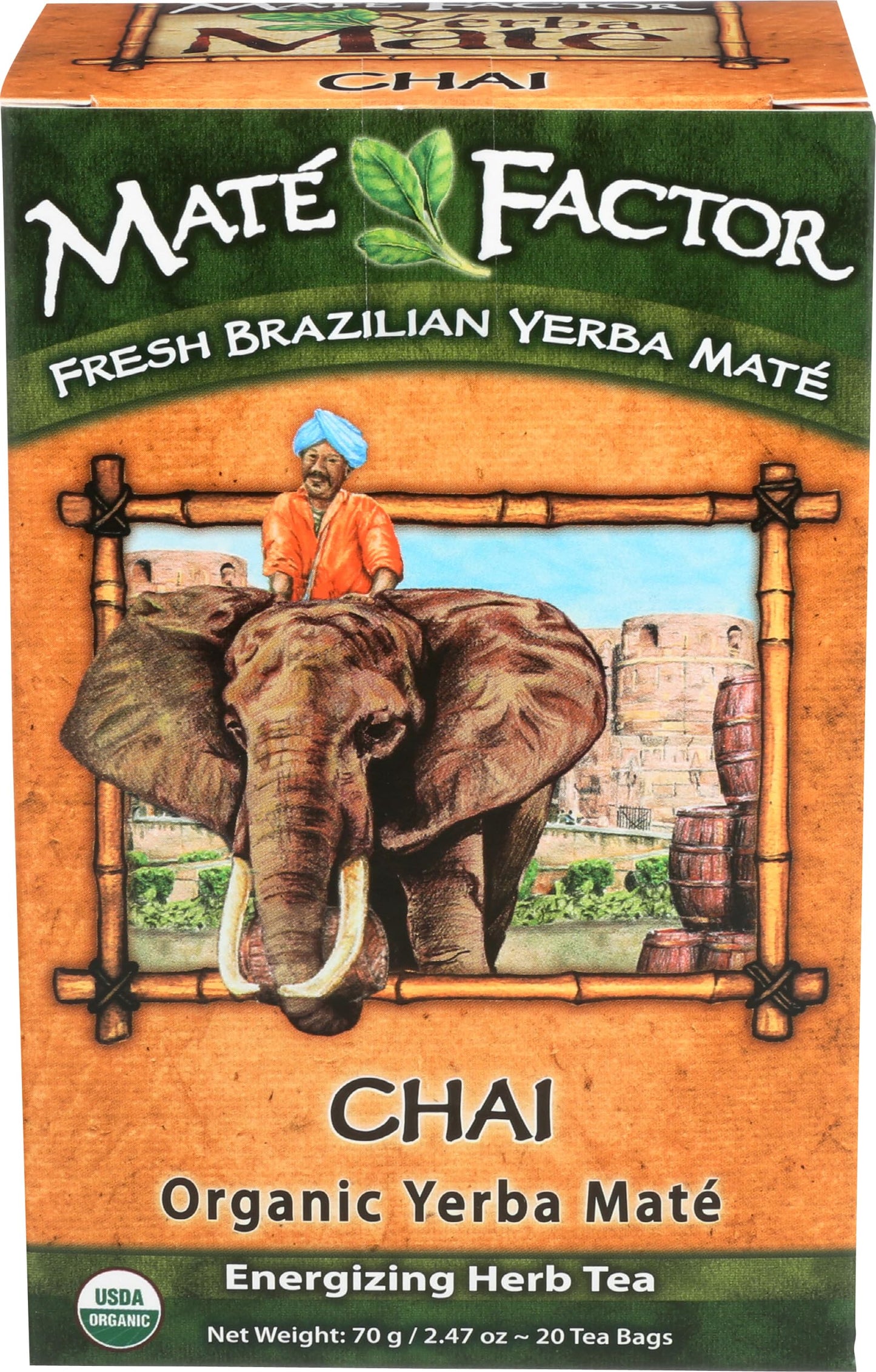 THE MATE FACTOR Organic Chai Yerba Mate Teabags, 20 CT