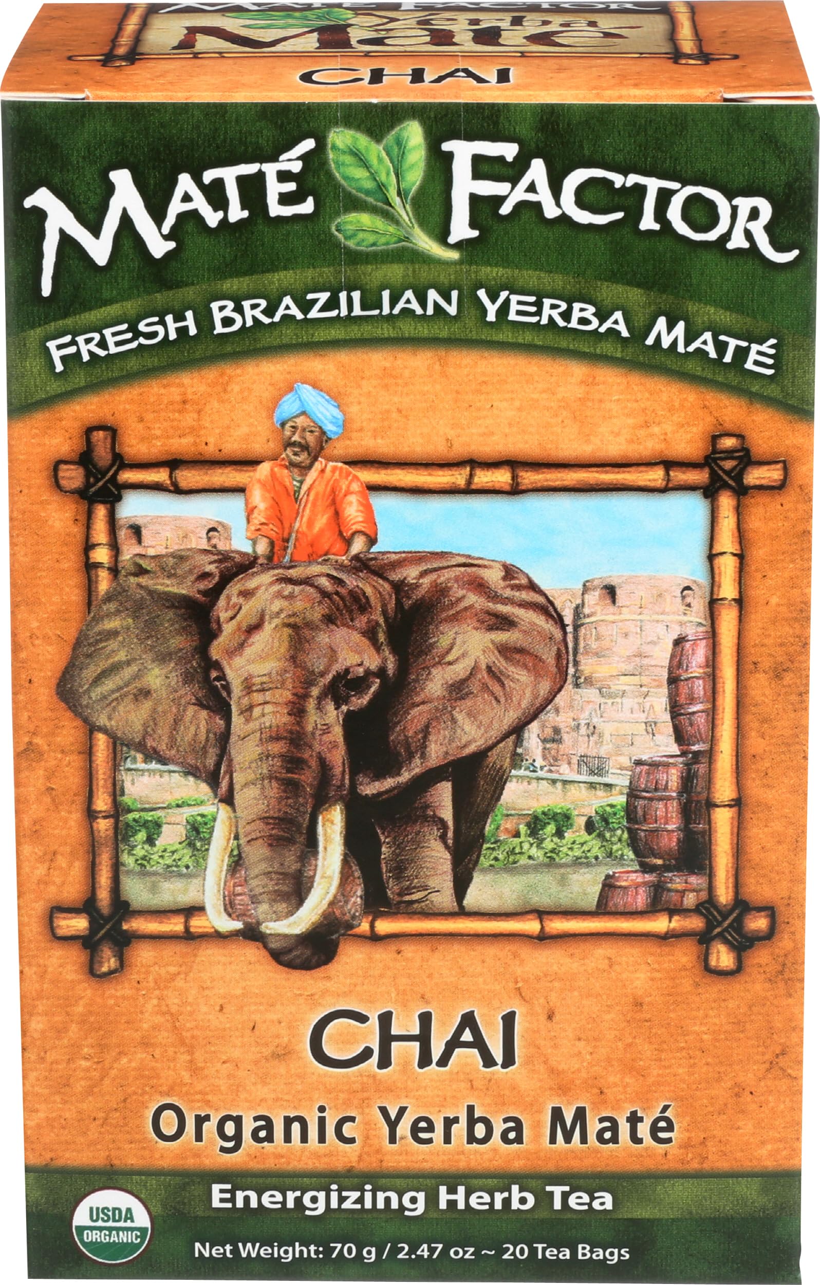 THE MATE FACTOR Organic Chai Yerba Mate Teabags, 20 CT