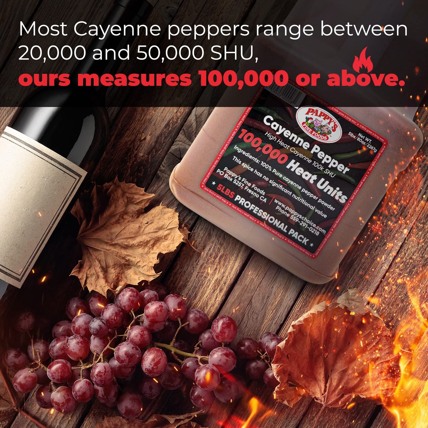 Cayenne Pepper Powder Bulk - 100,000 Heat Units - 5lb Jar.