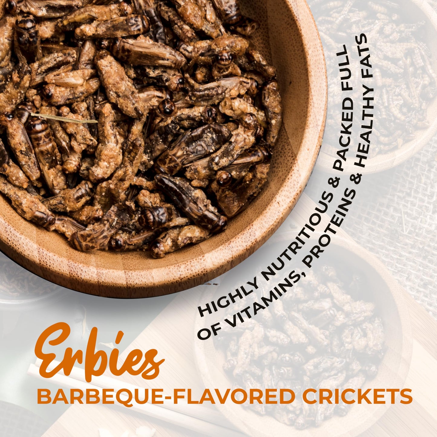 Erbies Edible Crickets for Humans, Exotic Food Bug Snacks & High Protein Edible Cricket Snacks for Humans, Barbecue Flavor 15g Bag