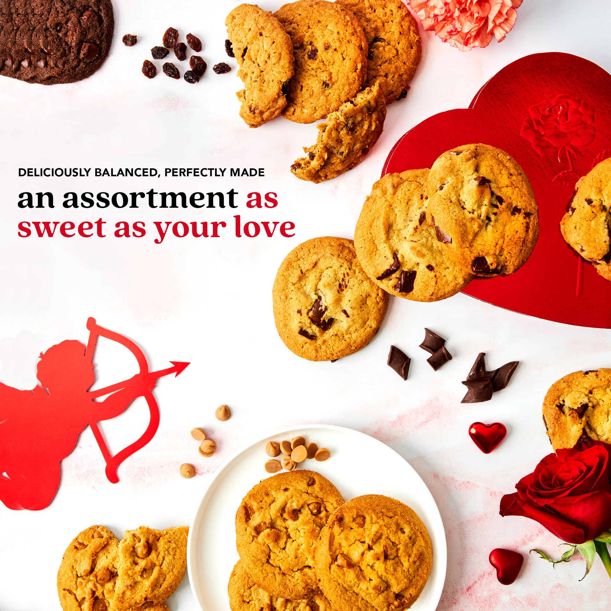 David’s Cookies Assorted Cookie Love Gift Tin, Fresh Baked Gourmet Dessert Sampler, Soft Handmade Cookie Variety, Premium Bakery Cookies for Gifting