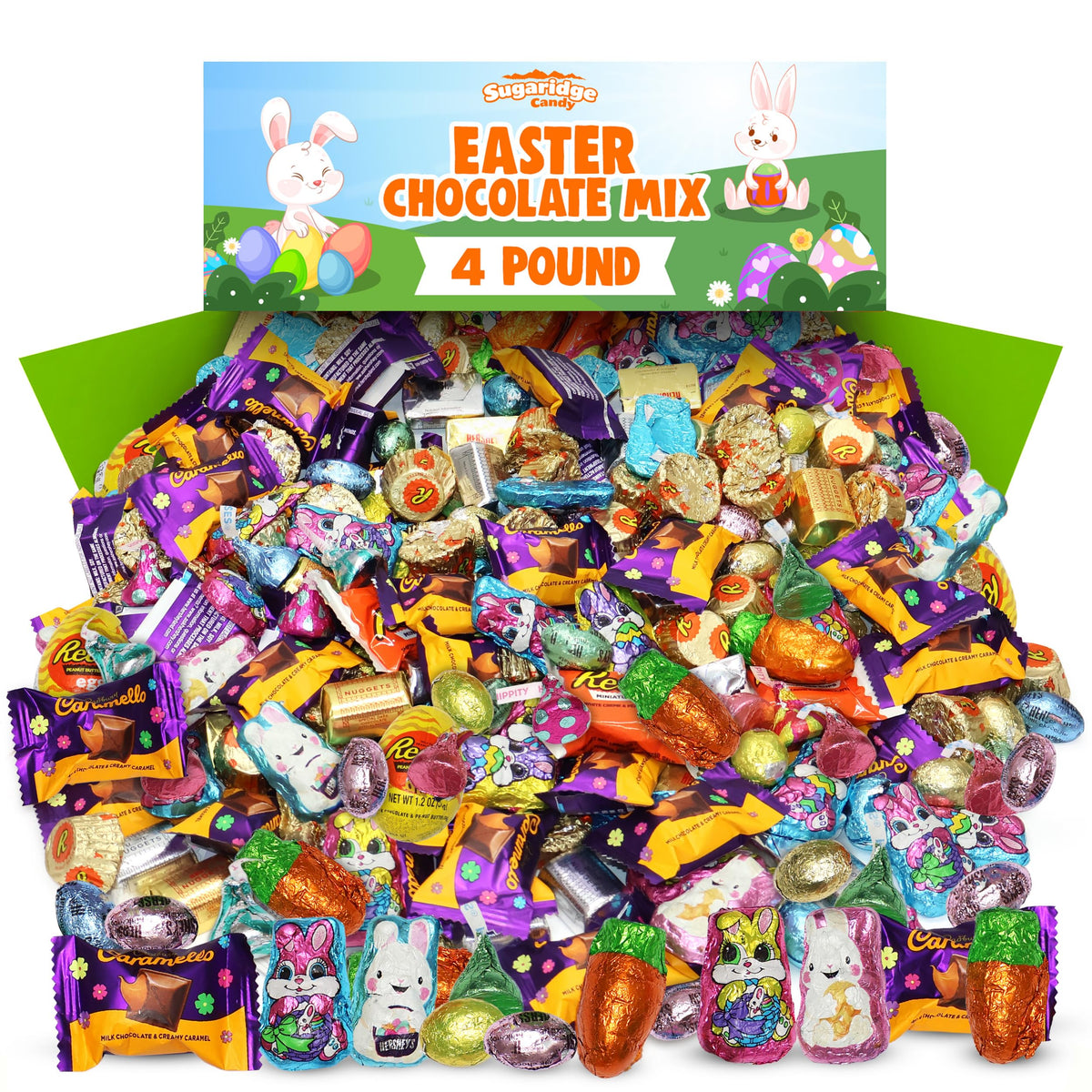 Bulk Easter Chocolate Candy Mix - 4 Pound Assorted Individually Wrapped Chocolate Candies Variety Pack For Easter Parties, Egg Hunts, Basket Fillers