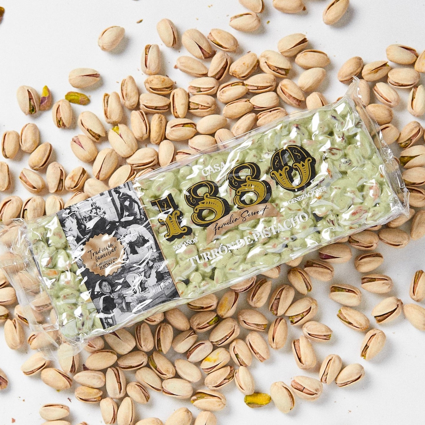 1880 Premium Pistachio and Almond Nougat Bar - Turrón de Pistachio 230g / 8.1 oz
