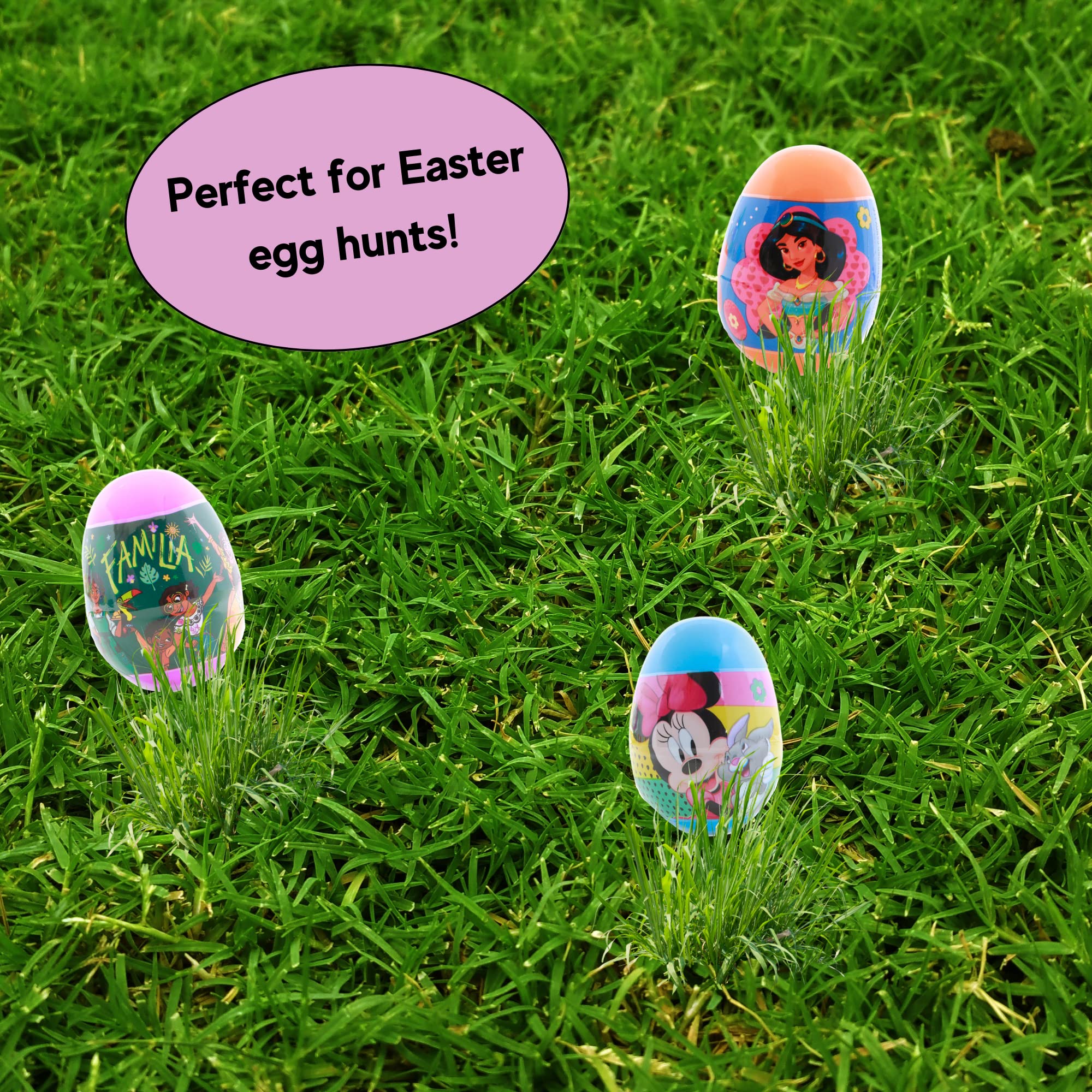 Candy Filled Plastic Easter Eggs, Disney Themed Egg Hunt with Hard Candies Inside, 2.47 Ounces