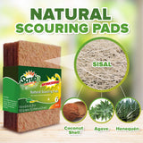 SCRUBIT Natural Scouring Pads (12 Pack) - Eco Friendly Scrubbing Pads for Kitchen Cleaning, Dishes, and Pots - Non-Scratch Kitchen Scrubbers - 100%