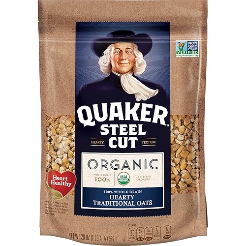 Quaker Steel Cut Oats, USDA Organic, Non GMO Project Verified, 20oz Resealable Bag