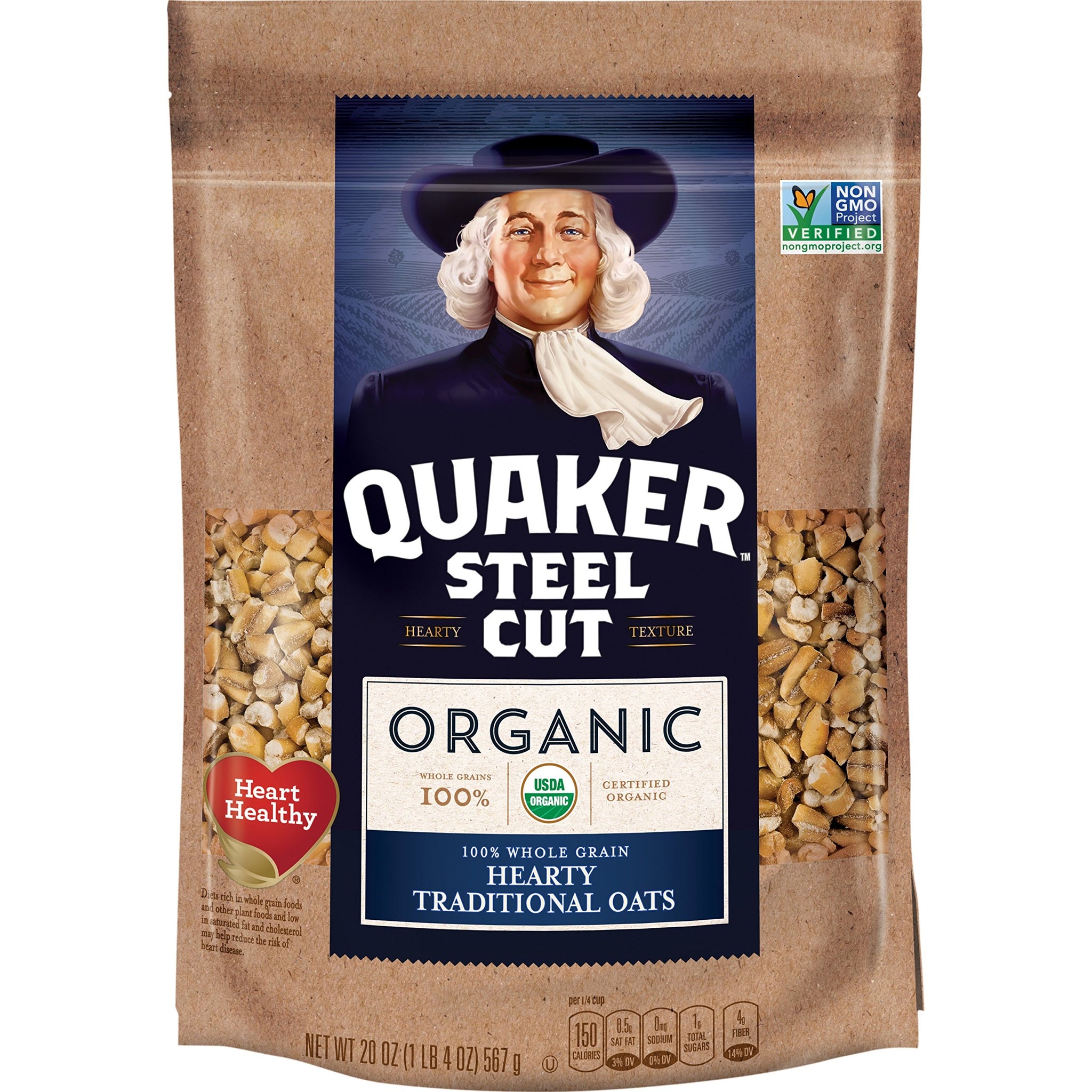 Quaker Steel Cut Oats, USDA Organic, Non GMO Project Verified, 20oz Resealable Bag
